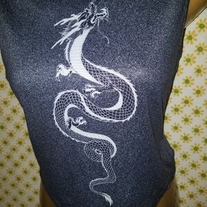 New Blue Stretchy Polyester Chinese Dragon Women's Tank Top